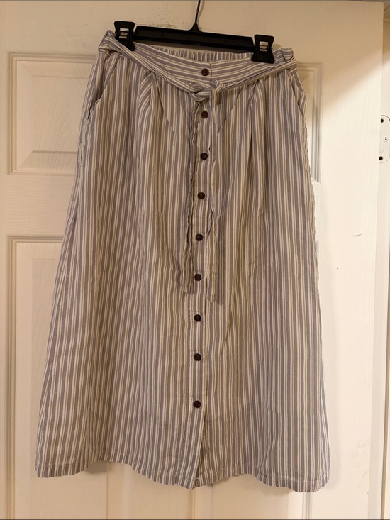 Roolee Dresses & Skirts - Roolee Blue & White Striped Tie-Waist Midi Skirt